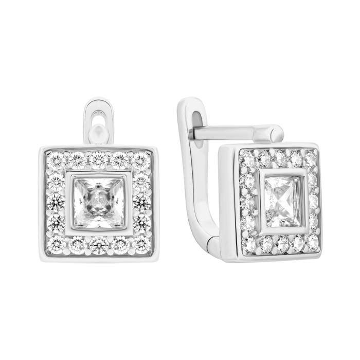 Срібні сережки з фіанітами. Артикул UG5B00029