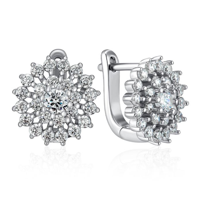 Срібні сережки з фіанітами. Артикул B00030-E/12/1