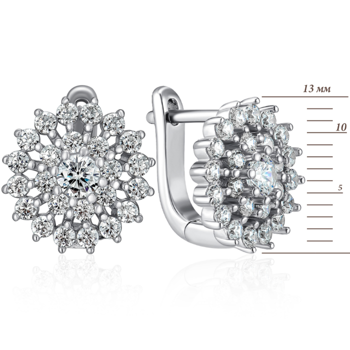 Срібні сережки з фіанітами. Артикул B00030-E/12/1