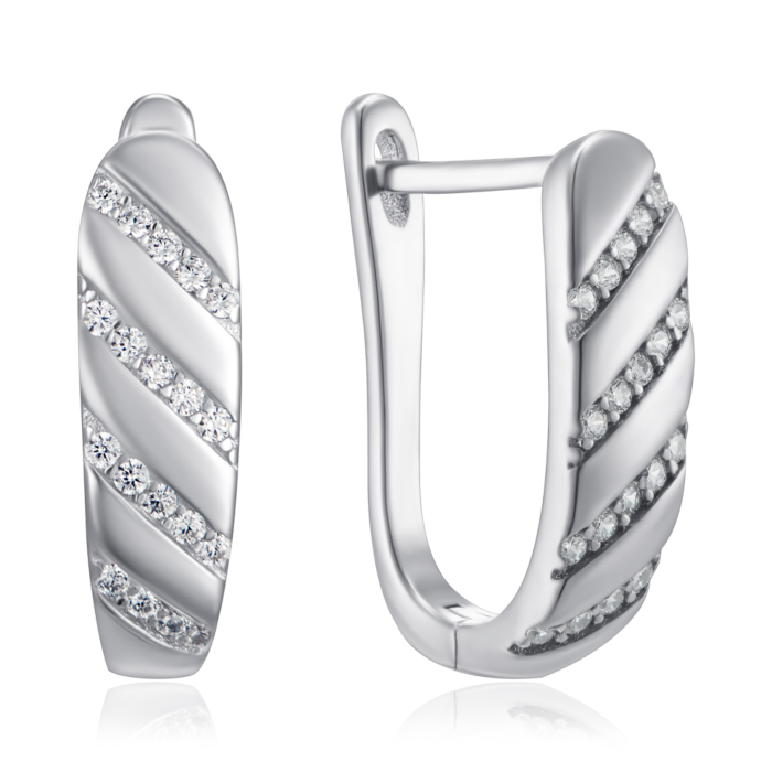 Срібні сережки з фіанітами. Артикул B00036-E/12/1