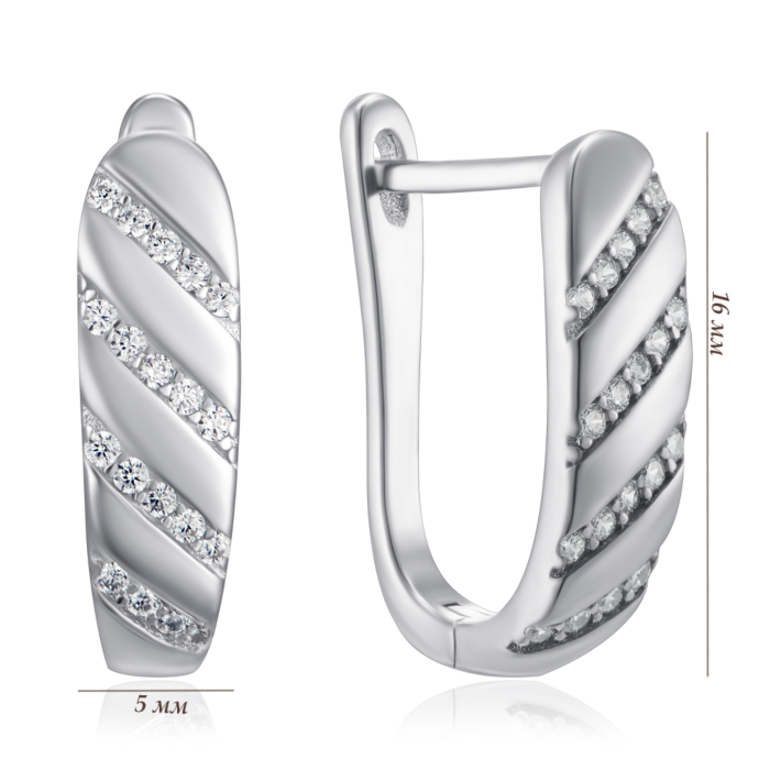 Срібні сережки з фіанітами. Артикул B00036-E/12/1