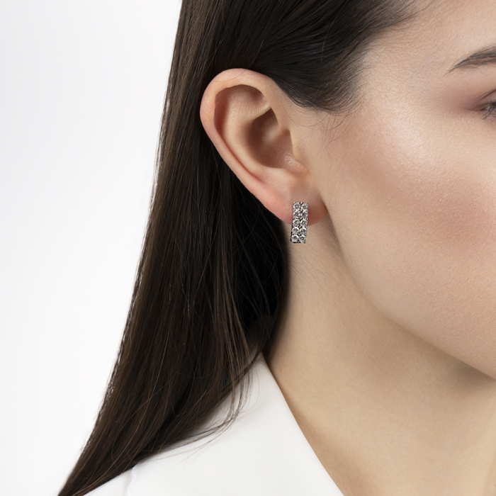 Срібні сережки з фіанітами. Артикул B00042-E/12/1