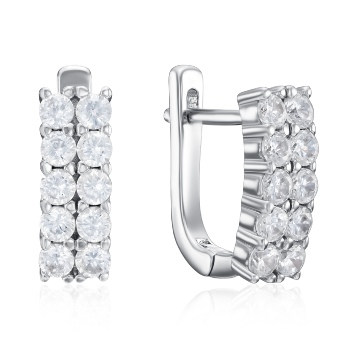 Срібні сережки з фіанітами. Артикул B00042-E/12/1