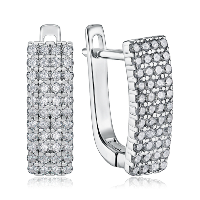 Срібні сережки з фіанітами. Артикул B00051-E/12/1