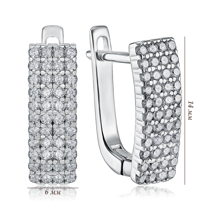 Срібні сережки з фіанітами. Артикул B00051-E/12/1