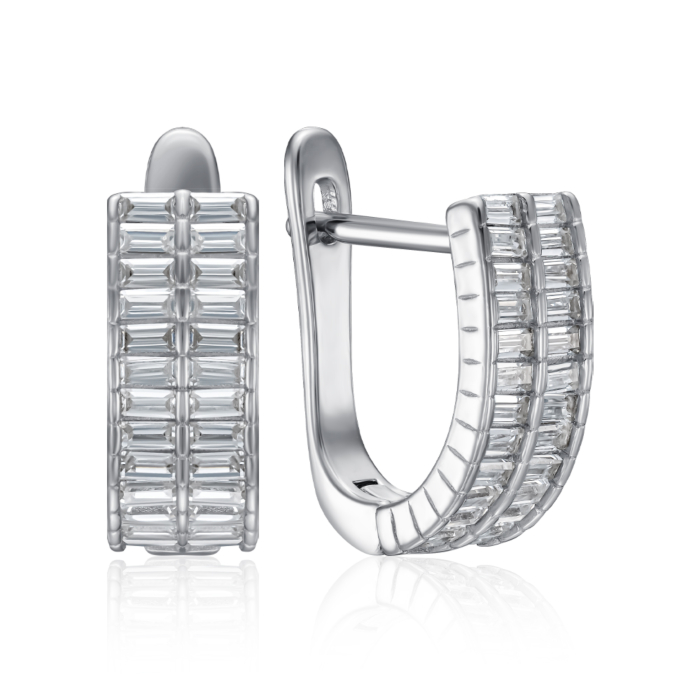 Серебряные серьги с фианитами. Артикул B00053-E/12/1