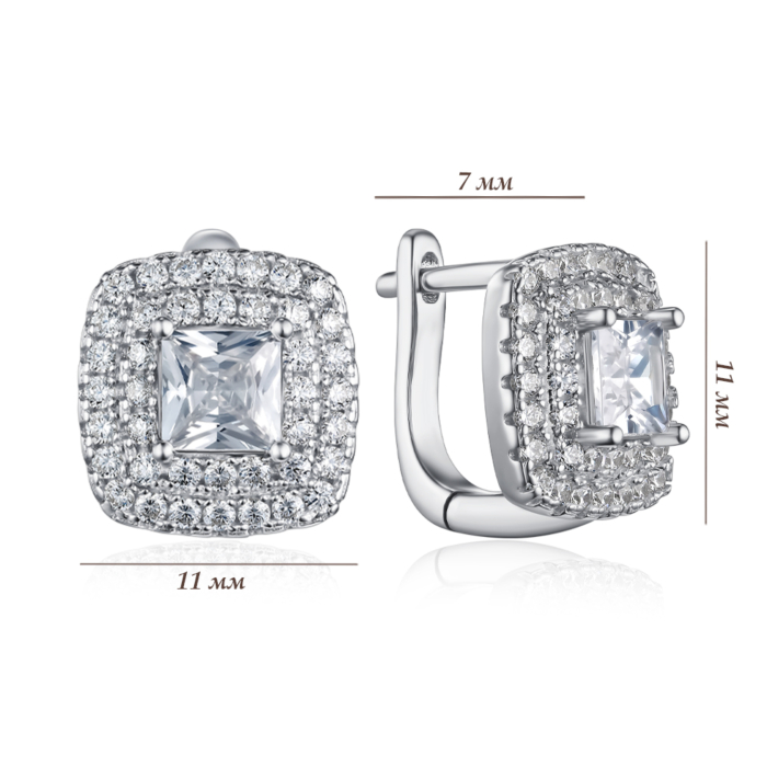 Серебряные серьги с фианитами. Артикул B00054-E/12/1