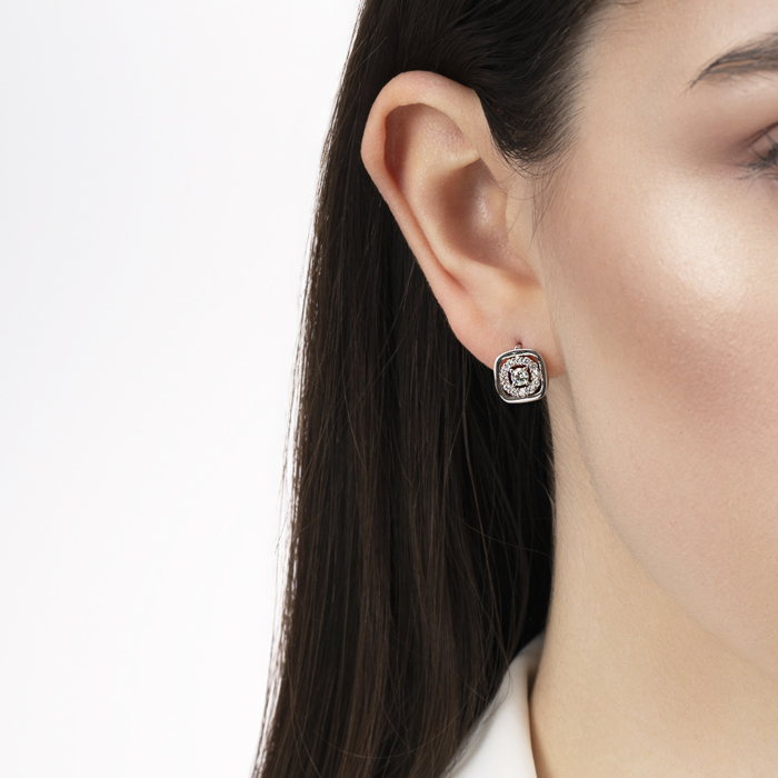 Срібні сережки з фіанітами. Артикул B00065-E/12/1