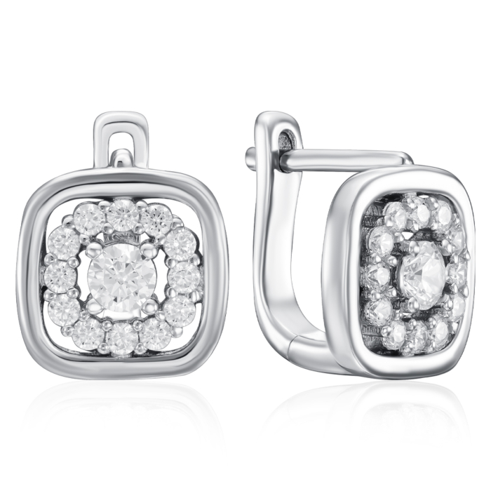 Срібні сережки з фіанітами. Артикул B00065-E/12/1