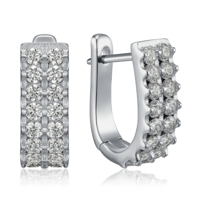 Срібні сережки з фіанітами. Артикул B00066-E/12/1