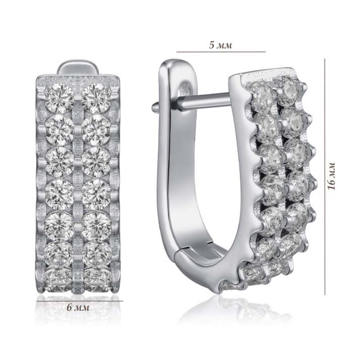 Срібні сережки з фіанітами. Артикул B00066-E/12/1