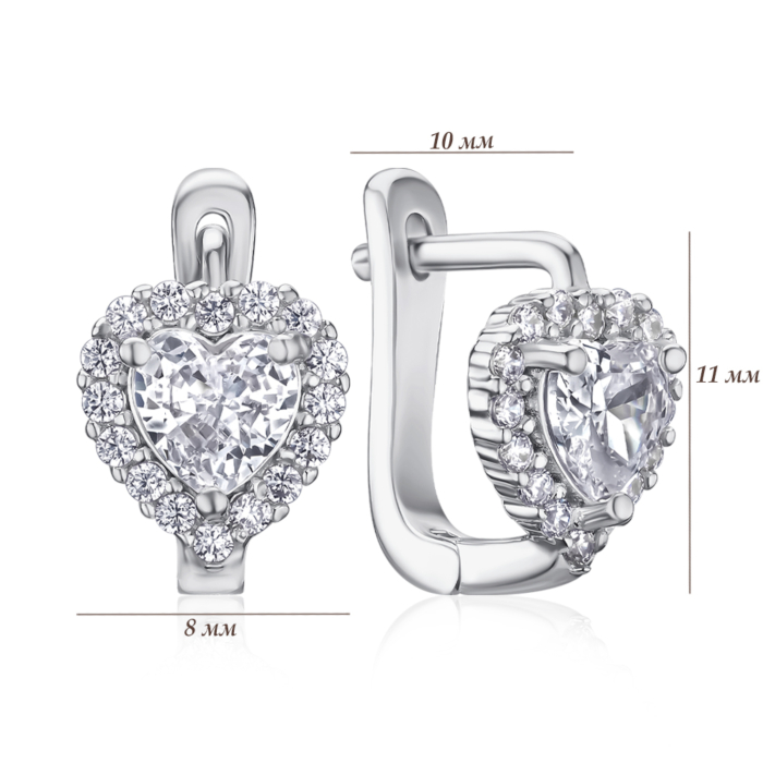 Срібні сережки з фіанітами B00068-E/12/1