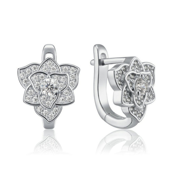 Серебряные серьги с фианитами. Артикул B00069-E/12/1