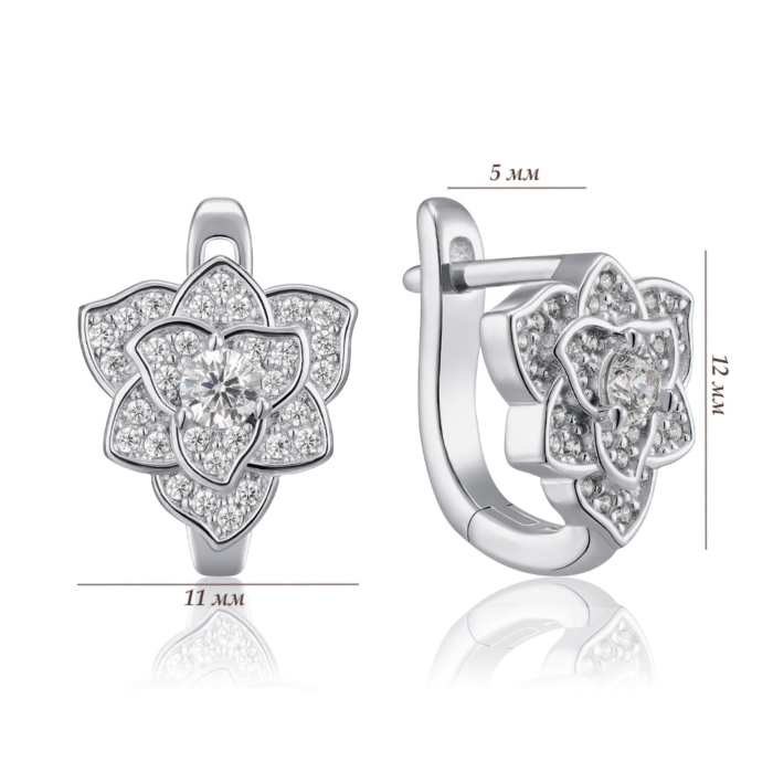Серебряные серьги с фианитами. Артикул B00069-E/12/1