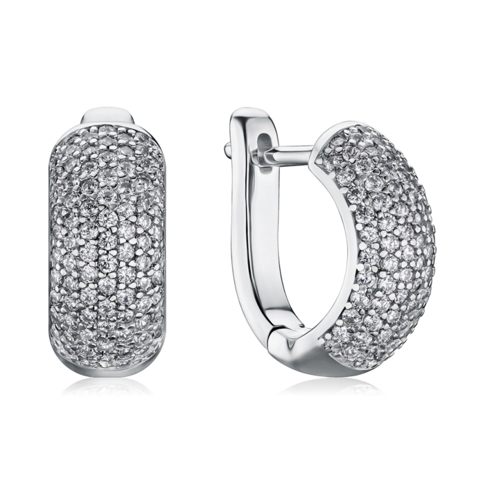 Срібні сережки з фіанітами B00072-E/12/1