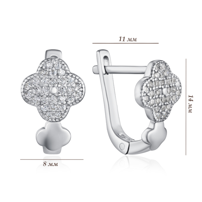 Серебряные серьги с фианитами. Артикул B00074-E/12/1