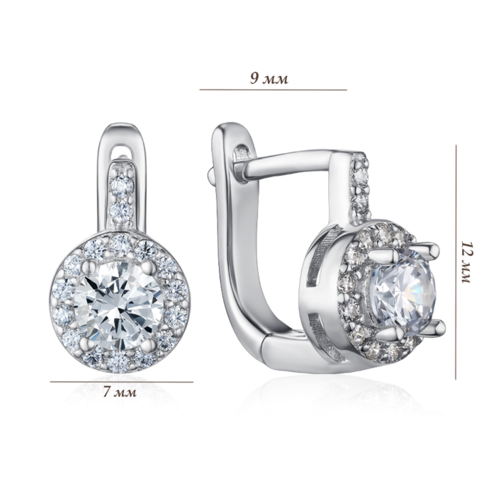 Срібні сережки з фіанітами. Артикул B00075-E/12/1