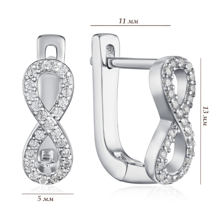 Серебряные серьги с фианитами. Артикул B00076-E/12/1