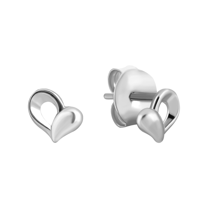 Серебряные пуссеты Сердце. Артикул UG5B00551