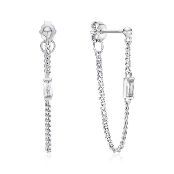 Серебряные серьги с фианитом. Артикул B00810-E/12/1