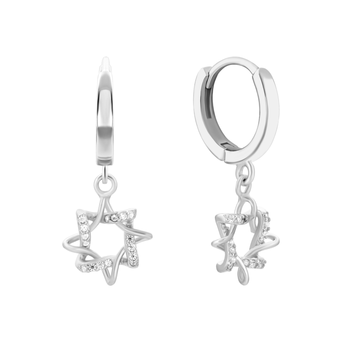 Серебряные серьги-конго с фианитами. Артикул UG5B00914