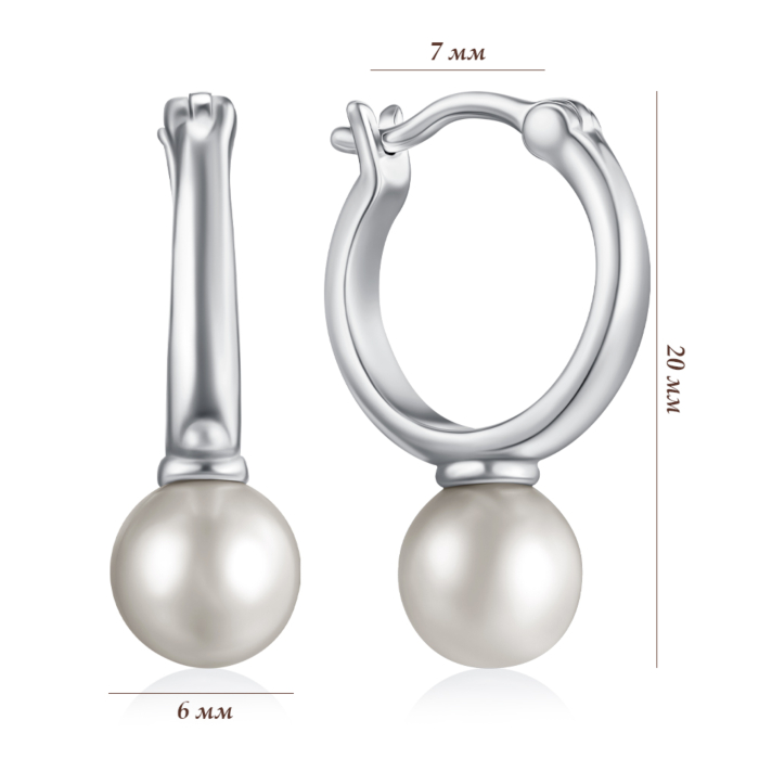 Серебряные серьги с жемчугом. Артикул B01041-E/12/1920