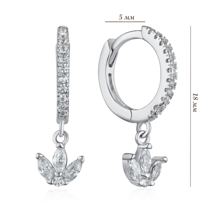 Срібні сережки з фіанітами. Артикул B01043-E/12/1