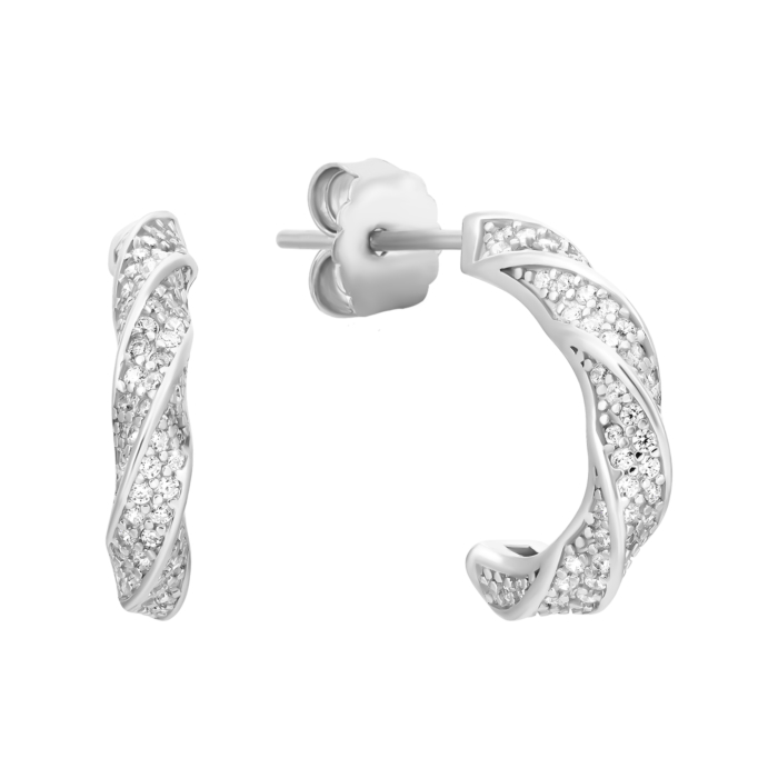 Серебряные пуссеты с фианитами. Артикул UG5B01355