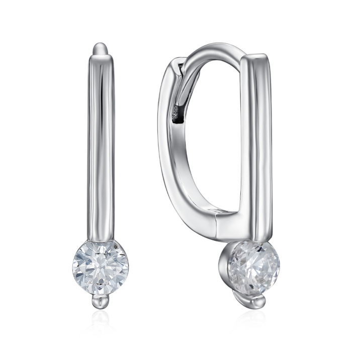 Серебряные серьги с фианитом. Артикул B01542-E/12/1