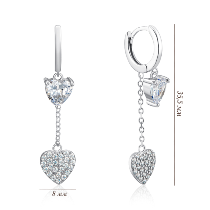 Серебряные серьги с фианитами. Артикул B01574-E/12/1