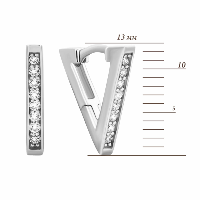 Серебряные серьги-конго с фианитами. Артикул UG5B01575