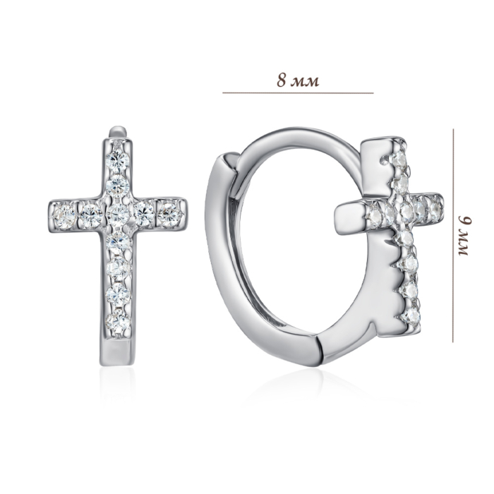 Срібні сережки з фіанітами. Артикул B01629-E/12/1