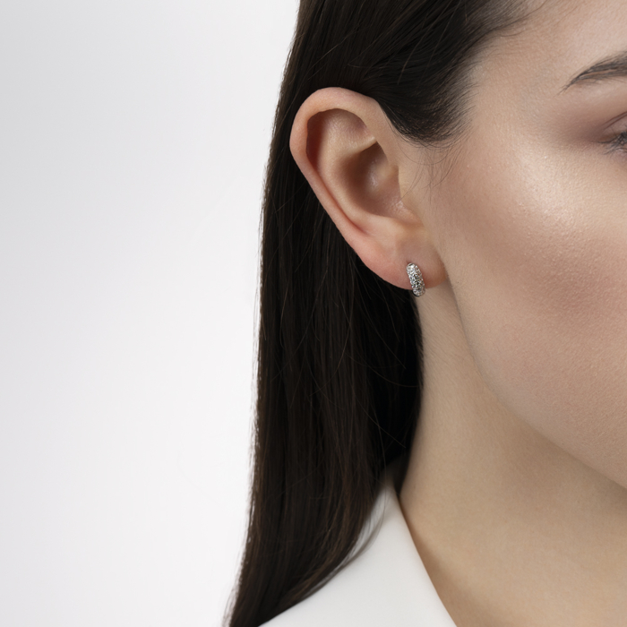 Серебряные серьги-конго с фианитами. Артикул B01630-E/12/1