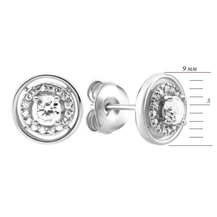 Срібні пусети з фіанітами. Артикул UG5B01761