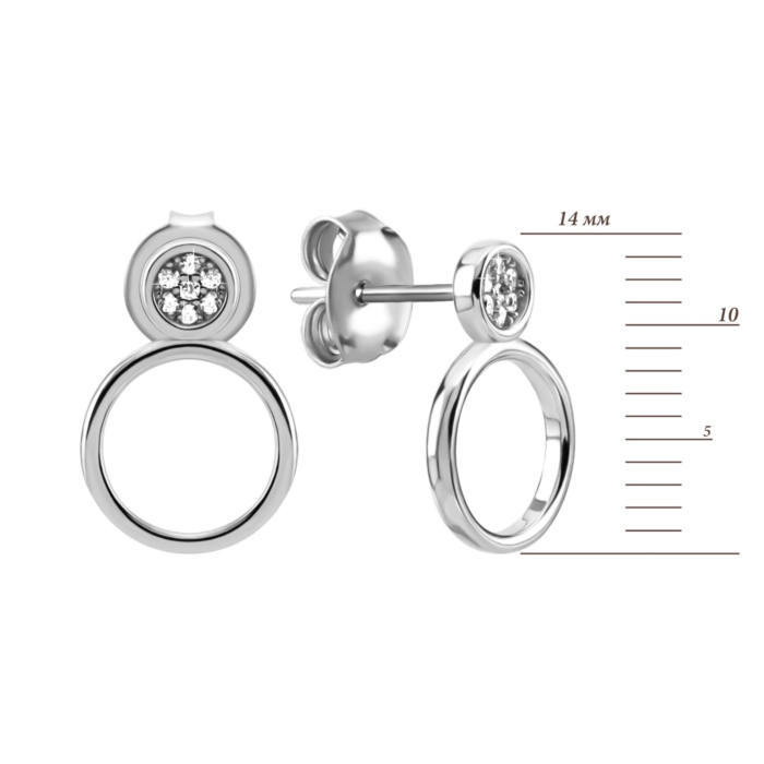 Срібні пусети з фіанітами. Артикул UG5B01767