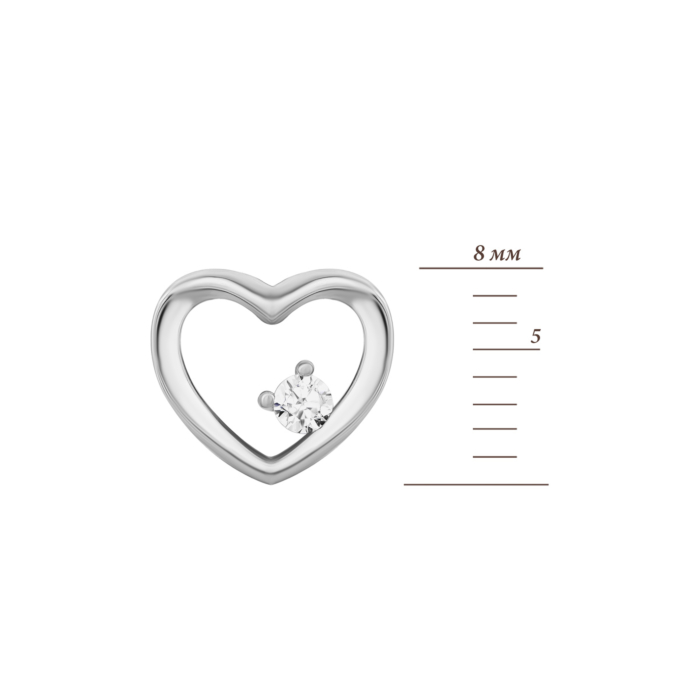 Срібні пусети Серце з фіанітом. Артикул UG5B01770