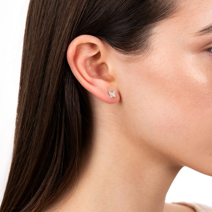 Серебряная серьга-пирсинг с фианитами. Артикул B01896-PI/12/1