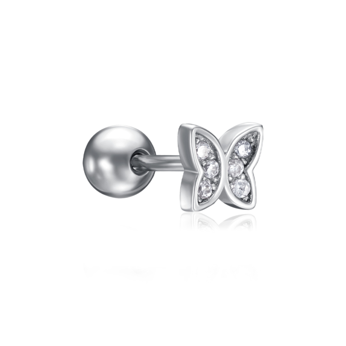 Серебряная серьга-пирсинг с фианитами. Артикул B01896-PI/12/1