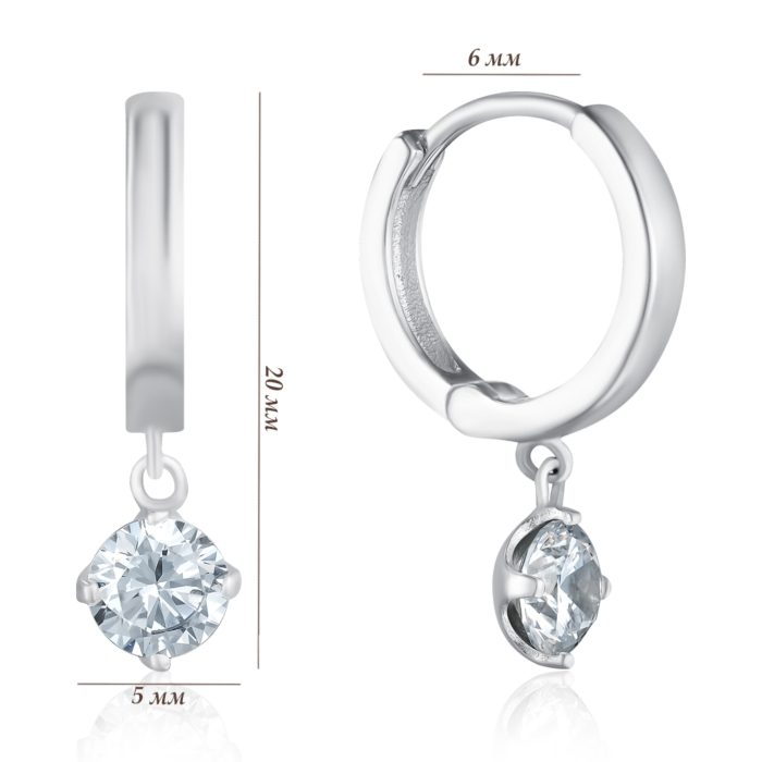 Серебряные серьги с фианитом. Артикул B02007-E/12/1