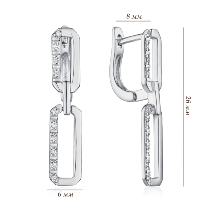 Срібні сережки з фіанітами. Артикул B02018-E/12/1