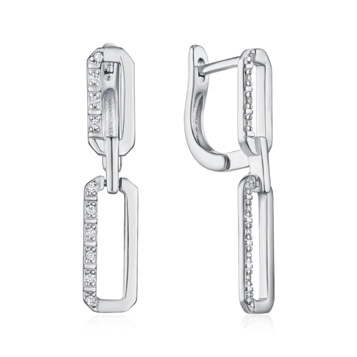 Срібні сережки з фіанітами. Артикул B02018-E/12/1