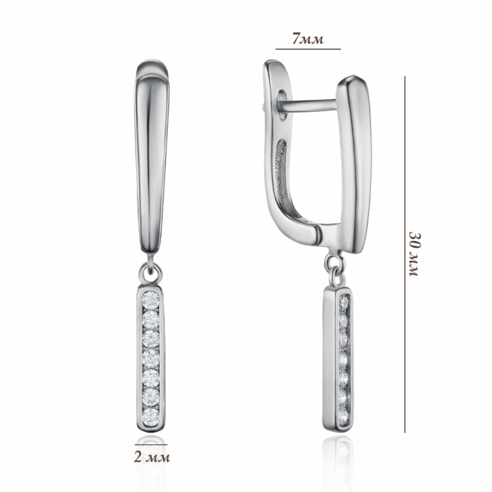 Серебряные серьги с фианитами. Артикул B02021-E/12/1