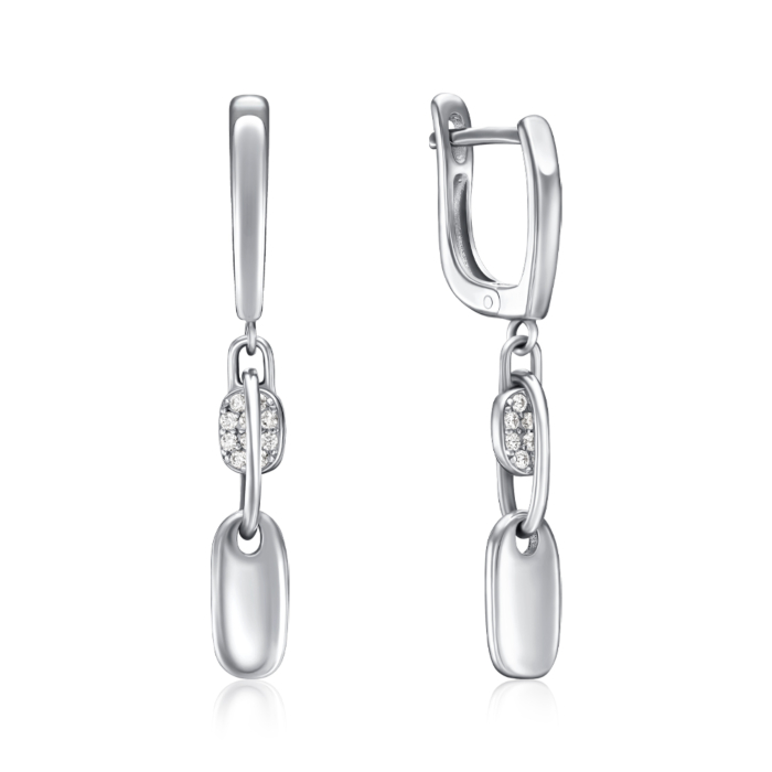 Срібні сережки з фіанітами. Артикул B02028-E/12/1