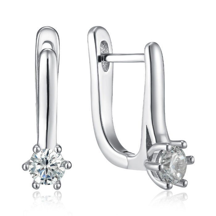 Серебряные серьги с фианитом. Артикул B02030-E/12/1