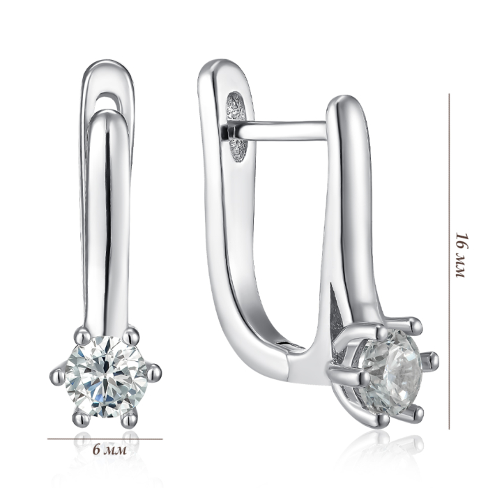 Серебряные серьги с фианитом. Артикул B02030-E/12/1