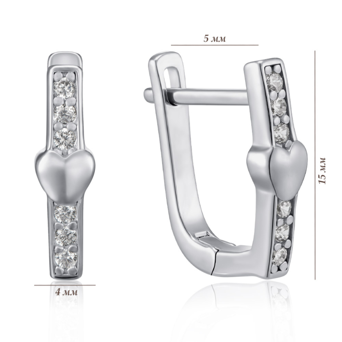Срібні сережки з фіанітами. Артикул B02032-E/12/1