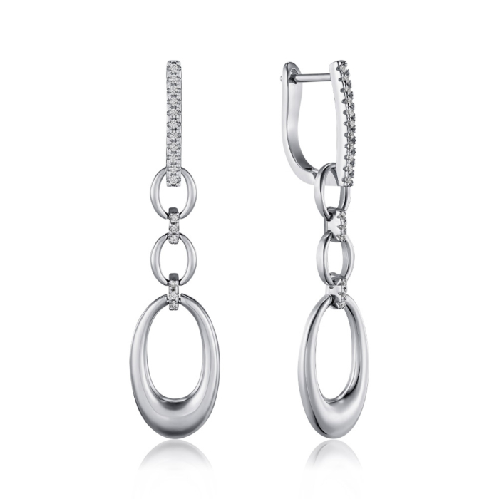 Срібні сережки з фіанітами. Артикул B02068-E/12/1