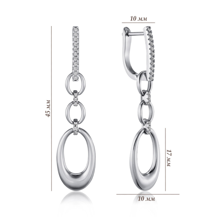 Срібні сережки з фіанітами. Артикул B02068-E/12/1