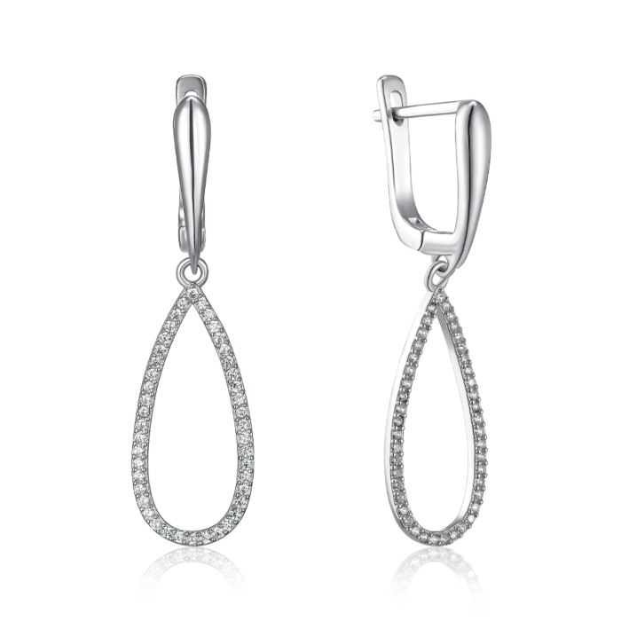 Срібні сережки з фіанітами. Артикул B02072-E/12/1