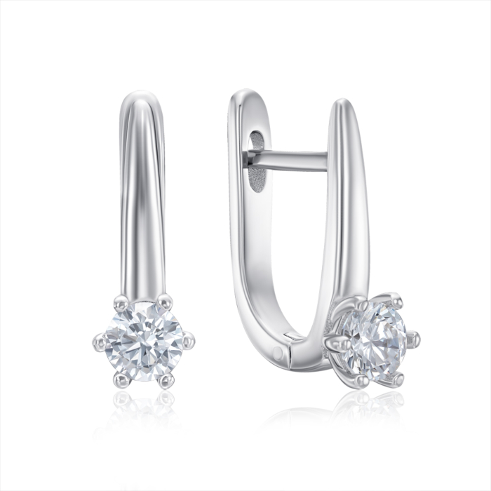 Серебряные серьги с фианитом. Артикул B02076-E/12/1